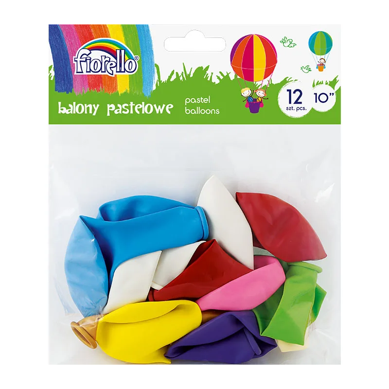 Baloane aniversare Fiorello, 25.4cm, diverse culori pale, 170-2453, set 12 buc