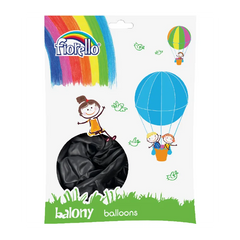 Baloane aniversare Fiorello, 25.4cm, negru metalizat, 170-2501, set 100 buc