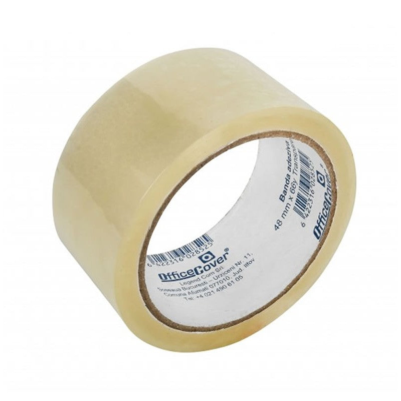 Banda adeziva Office-Cover, pentru ambalare, 48mm x 66yard, transparent, acrilic