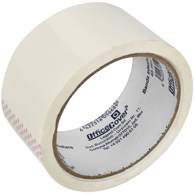 Banda adeziva Office-Cover, pentru ambalare, 48mm x 50yard, alb