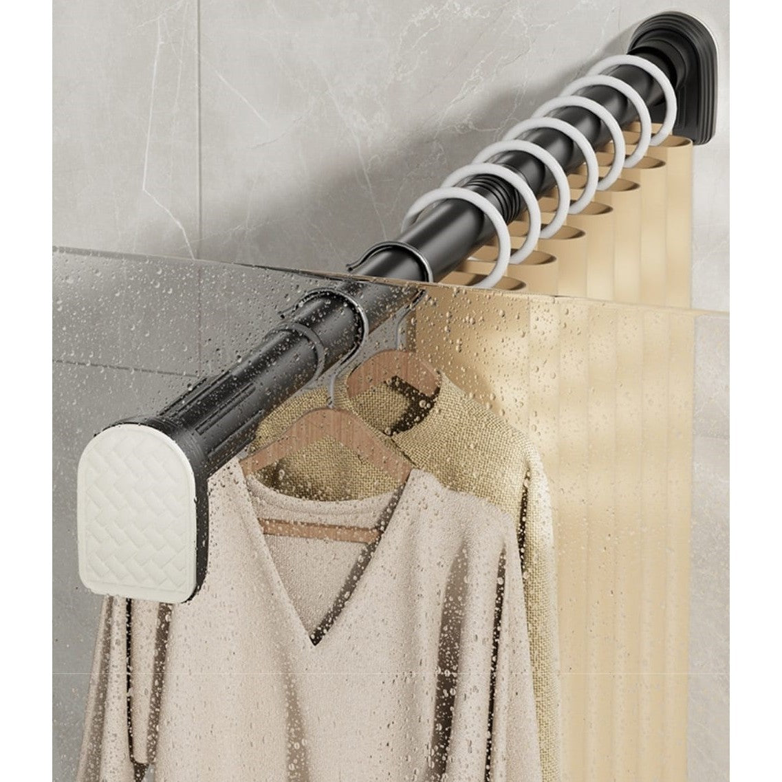 Bara Telescopica Multifunctionala, Kadeny, din Otel Inoxidabil si ABS, Utilizare Universala, Extensie 185 - 205 cm, Fara Perforare Perete, Negru