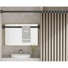 Bara Telescopica Multifunctionala, Kaveny, din Otel Inoxidabil, Utilizare Universala, Retractabila 107 - 195 cm, Fara Perforare Perete, Negru