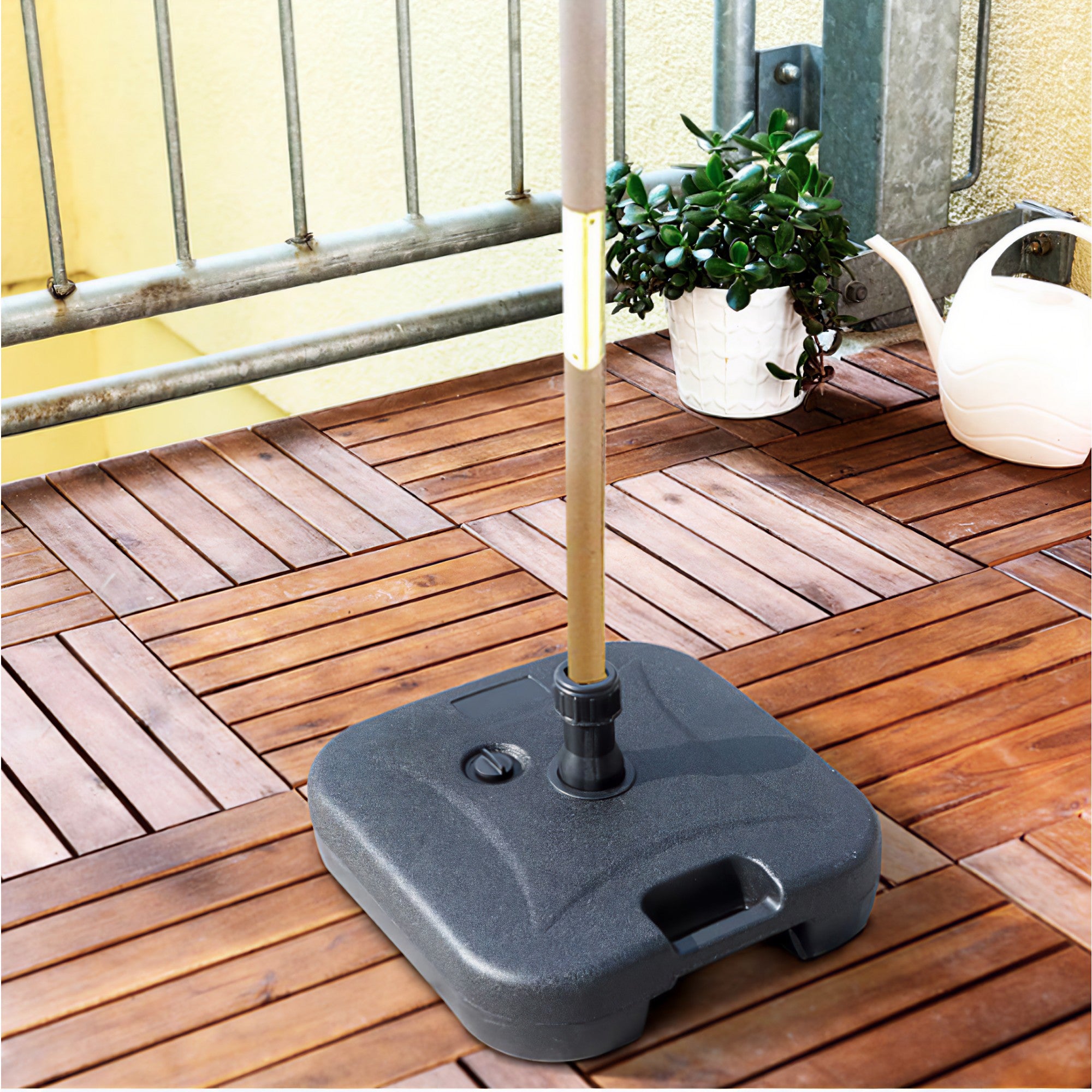 Baza umbrela din plastic, Kadeny, patrata, 22 litri, neagra