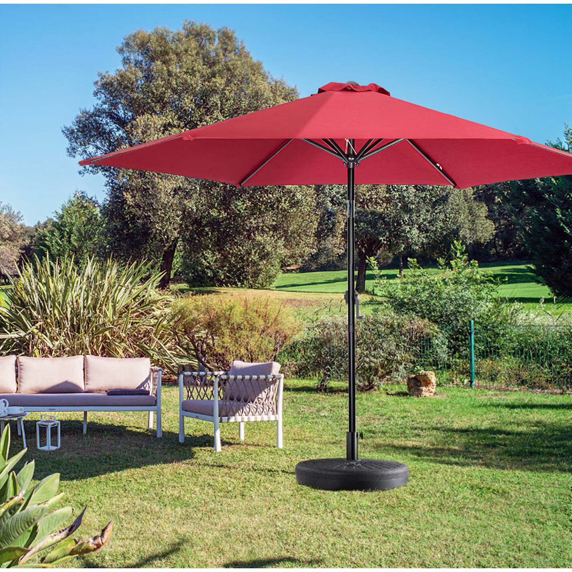 Baza umbrela din plastic Kadeny, rotunda, 22 litri, neagra