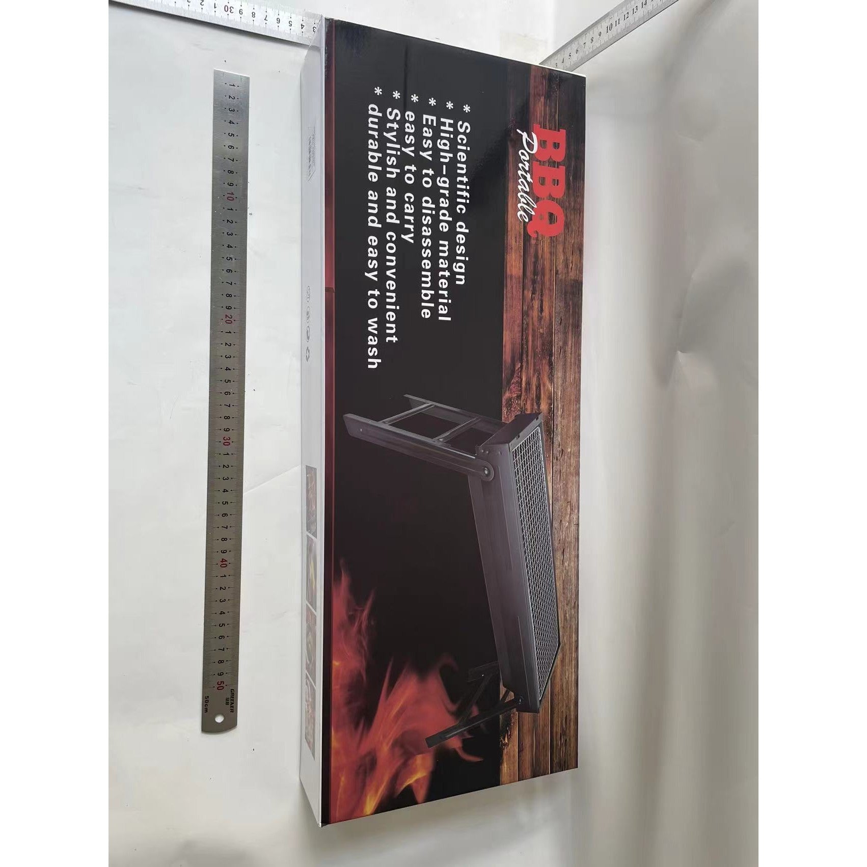 Gratar Portabil, Kadeny, Confectionat din Metal, pentru Picnic, Gradina, Terasa, Camping, Dimensiuni Reduse, 60x22x23 cm, Negru