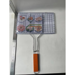 Gratar pentru Peste si Carne, Kadeny, Suprafata Utila 32x19 cm, Otel Inoxidabil, cu Maner, Portabil, Argintiu