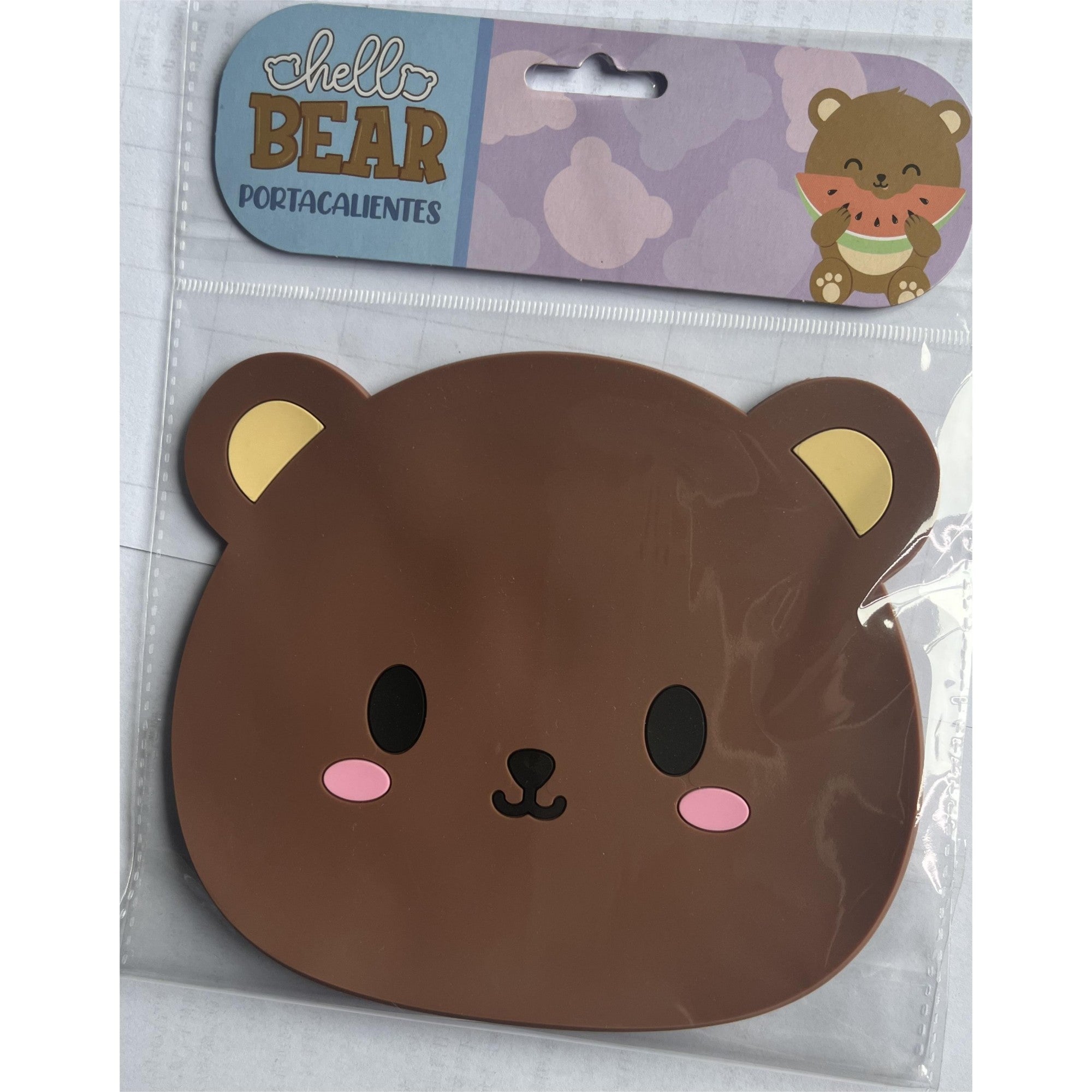 Suport pentru Pahar, Kadeny, Model Urs, din PVC, 15.5 x 15.5 cm, Rezistent la Caldura, Maro