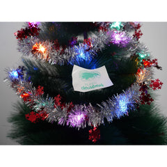 Beteala Craciun cu LED, Rosie, model cu fulgi de nea, 2 m x 5 cm, PVC, Sir, Artificiala, Kadeny