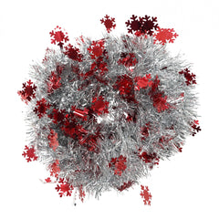 Beteala Craciun cu LED, Rosie, model cu fulgi de nea, 2 m x 5 cm, PVC, Sir, Artificiala, Kadeny