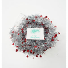 Beteala Craciun cu LED, Rosie, model cu stelute, 2 m x 5 cm, PVC, Sir, Artificiala, Kadeny