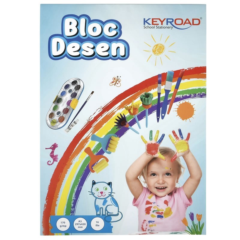 Bloc de desen A3 Keyroad, 16 file, 170g/mp