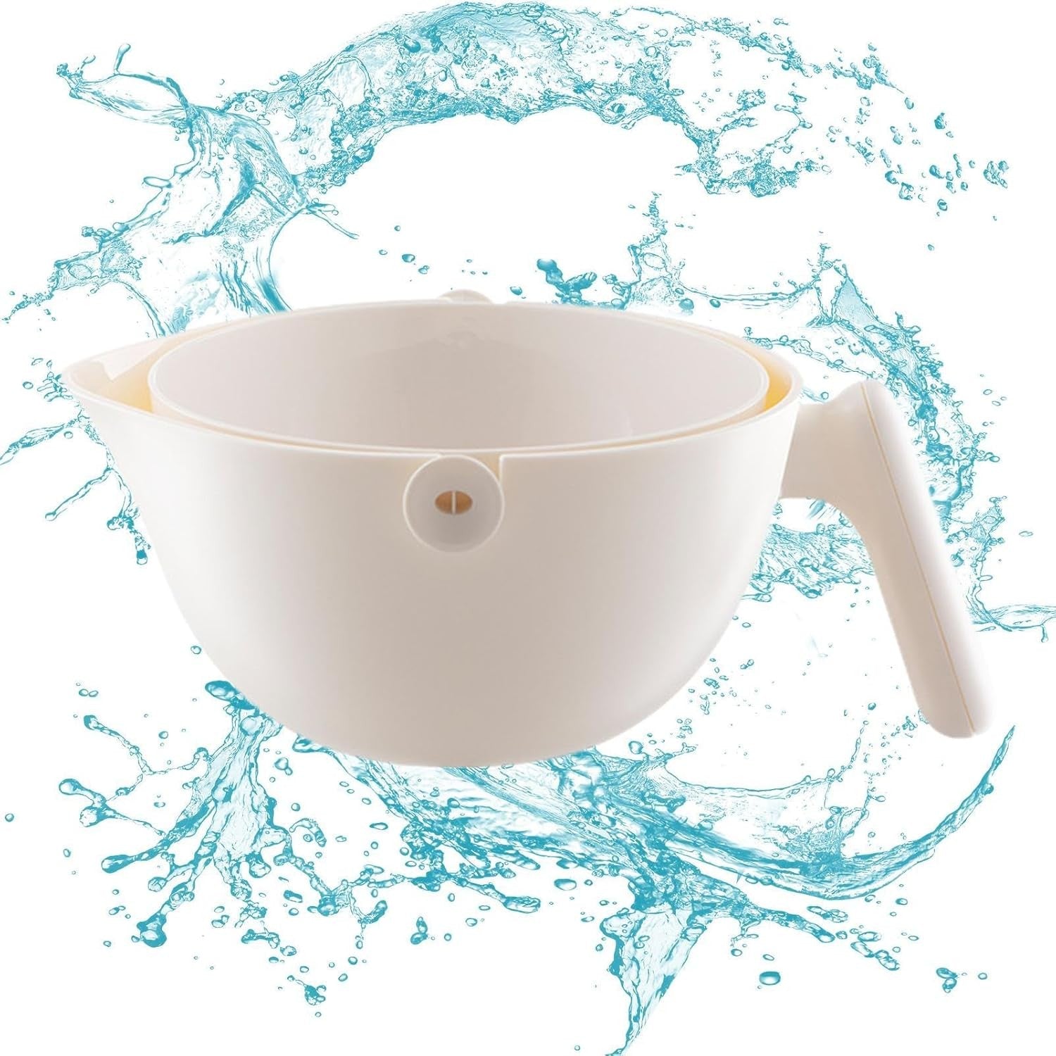 Bol cu Doua Straturi, Kadeny, pentru Fructe, Legume, cu Cos de Scurgere a Apei, 2L, din ABS+PP, 29.9 x 22.5 x 11.8 cm, Alb