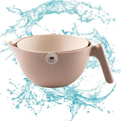 Bol cu Doua Straturi, Kadeny, pentru Fructe, Legume, cu Cos de Scurgere a Apei, 2L, din ABS+PP, 29.9 x 22.5 x 11.8 cm, Maro