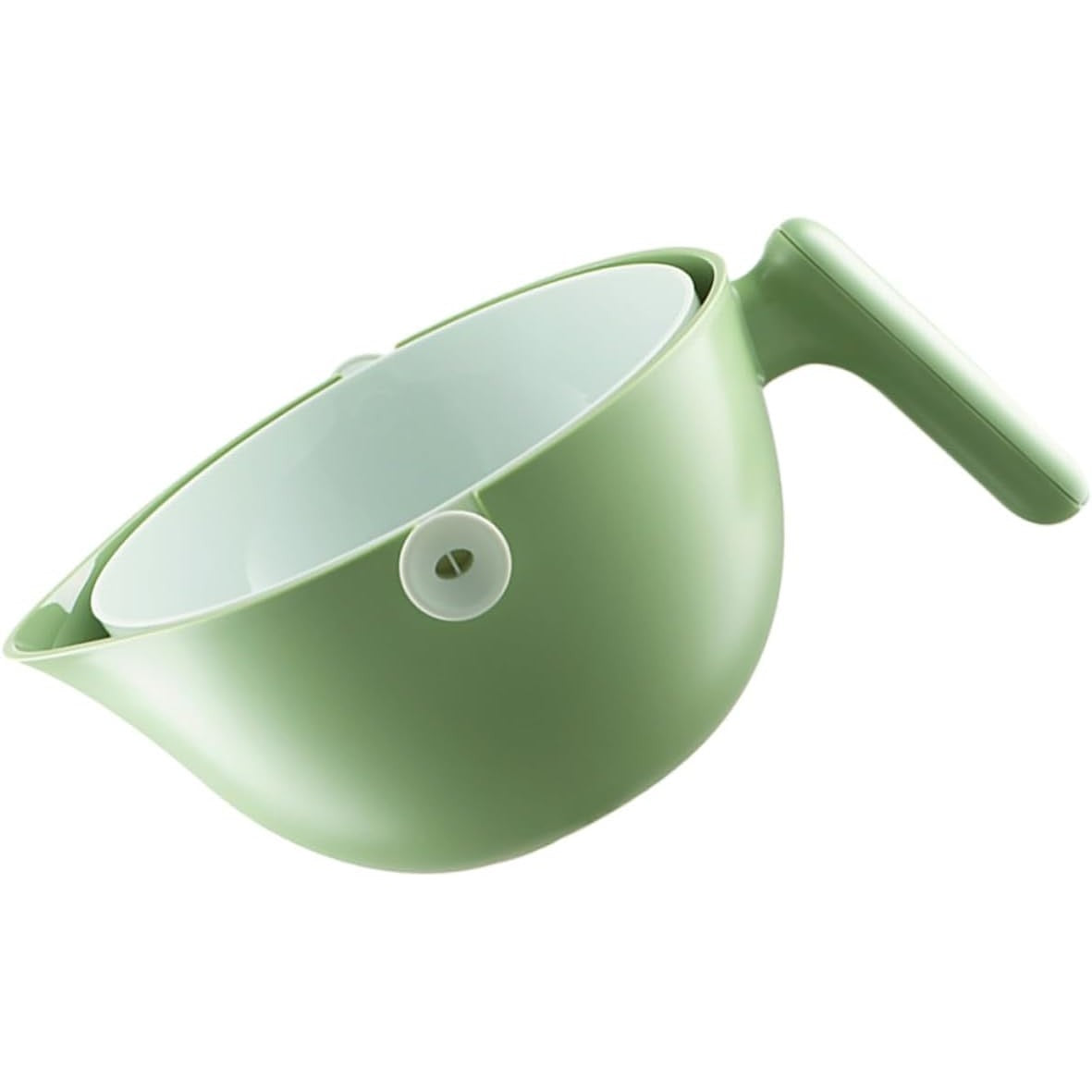 Bol cu Doua Straturi, Kadeny, pentru Fructe, Legume, cu Cos de Scurgere a Apei, 2L, din ABS+PP, 29.9 x 22.5 x 11.8 cm, Verde-Alb