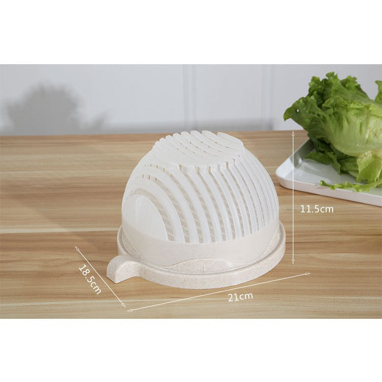 Bol Feliator pentru Salata, Kadeny, Castron Multifunctional pentru Legume si Fructe, pentru Spalat si Taiat Legumele, cu Scurgere si Tocator, Ergonomic, Protectie pentru Maini, 21x18.5x11.5 cm, Alb