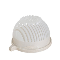 Bol Feliator pentru Salata, Kadeny, Castron Multifunctional pentru Legume si Fructe, pentru Spalat si Taiat Legumele, cu Scurgere si Tocator, Ergonomic, Protectie pentru Maini, 21x18.5x11.5 cm, Alb