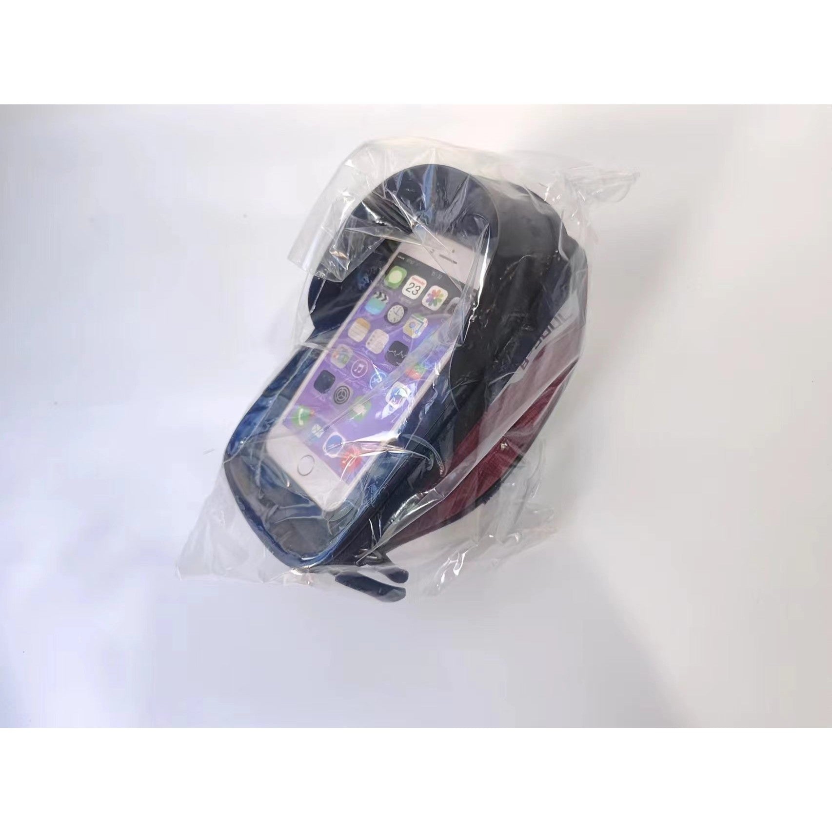 Borseta bicicleta impermeabila cu husa pentru telefon Kaveny, montare pe ghidon, compatibila cu telefoane de pana la 16 cm, spatiu depozitare, 18.5x9.5 cm, rosu