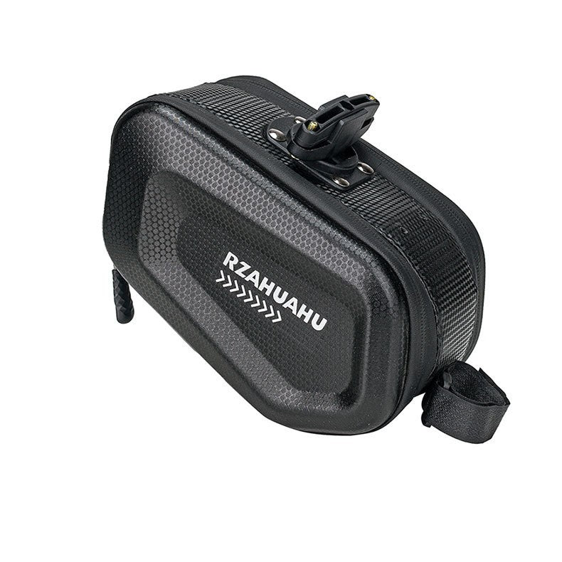 Borseta pentru bicicleta Kaveny, Hard Shell, material piele artificiala si carbon, 20x12x11.5 cm, prindere de sa, capacitate 2L, impermeabila, negru