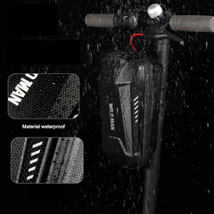 Borseta pentru bicicleta/trotineta Kaveny, spatiu de depozitare, antisoc, waterproof, cu fermoar, 3L, material carbon si plastic dur,  pentru trotineta electrica scuter, bicicleta, negru