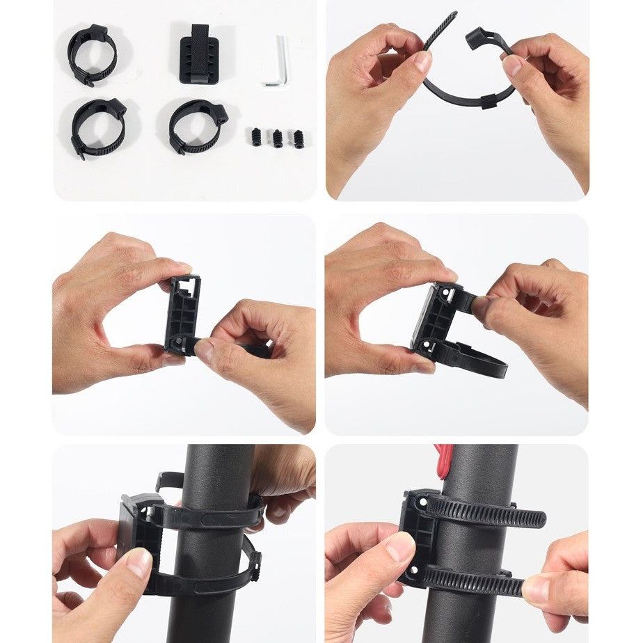 Borseta pentru bicicleta/trotineta Kaveny, spatiu de depozitare, antisoc, waterproof, cu fermoar, 3L, material carbon si plastic dur,  pentru trotineta electrica scuter, bicicleta, negru