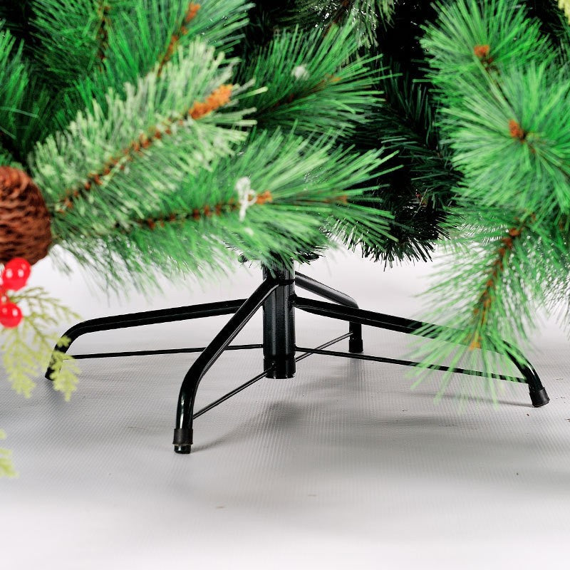 Brad Artificial de Craciun Bogat, Decorat cu Conuri Pin Rosii, pentru Interior/Exterior, Inaltime 120 cm, Kadeny, Verde, suport metalic inclus