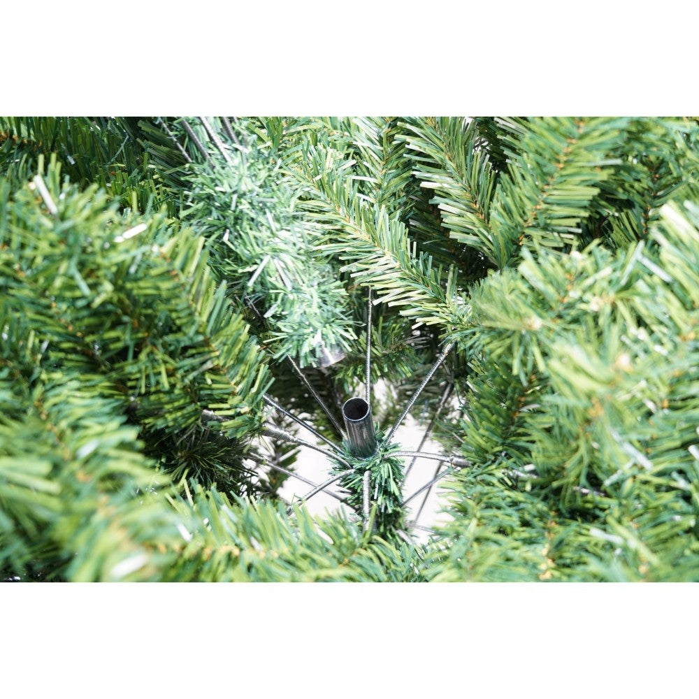 Brad artificial de Craciun, clasic, pentru interior/exterior, inaltime 180 cm, diametru 95 cm, 463 ramuri, Kadeny, verde, suport metalic inclus