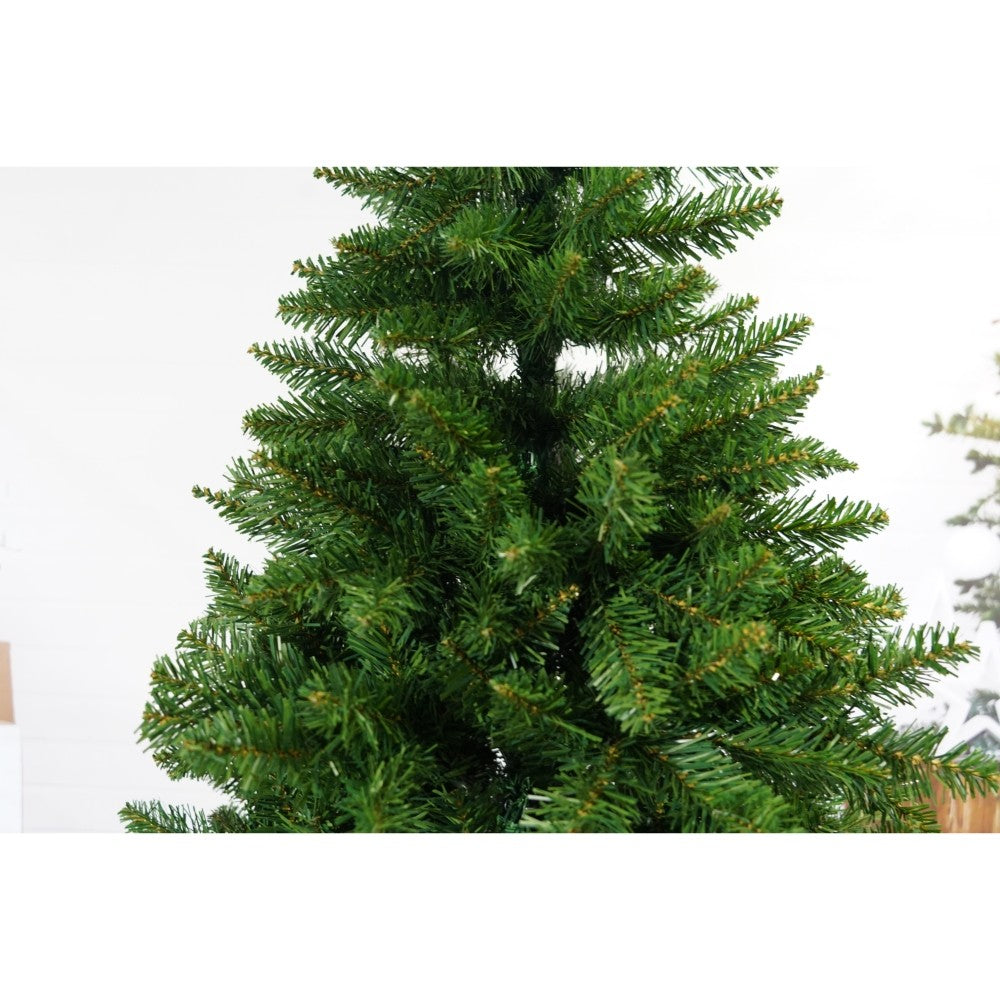 Brad artificial de Craciun, clasic, pentru interior/exterior, inaltime 210 cm, diametru 125 cm, 957 ramuri, Kadeny, verde, suport metalic inclus