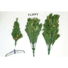 Brad artificial de Craciun, Decorat cu conuri de pin, pentru interior/exterior, inaltime 210 cm, diametru 114 cm, 1057 ramuri, Kadeny, verde, suport metalic inclus