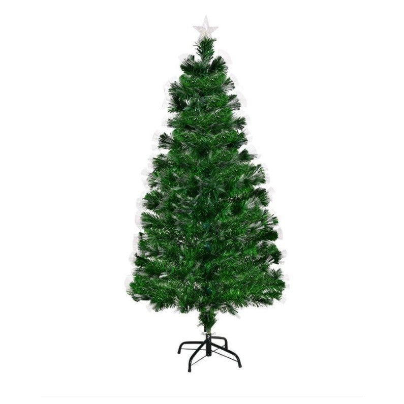 Brad Artificial Luminos de Craciun, Kadeny, 1.8 m inaltime , Ramuri cu Fibra Optica, Multicolor, Suport Metalic Inclus