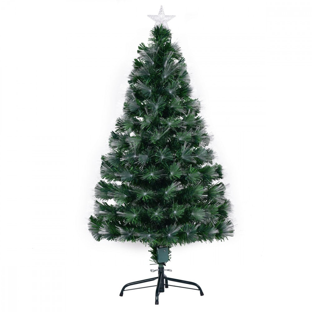 Brad Artificial de Craciun Kadeny® din Fibra Optica, 1.5 m, Multicolor cu Suport Metalic Inclus