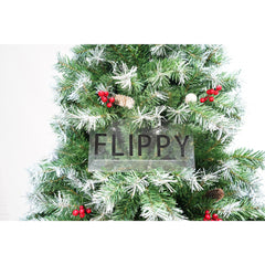 Brad artificial de Craciun nins, decorat cu conuri pin, pentru interior/exterior, inaltime 180 cm, 760 ramuri, Kadeny, verde, suport metalic inclus