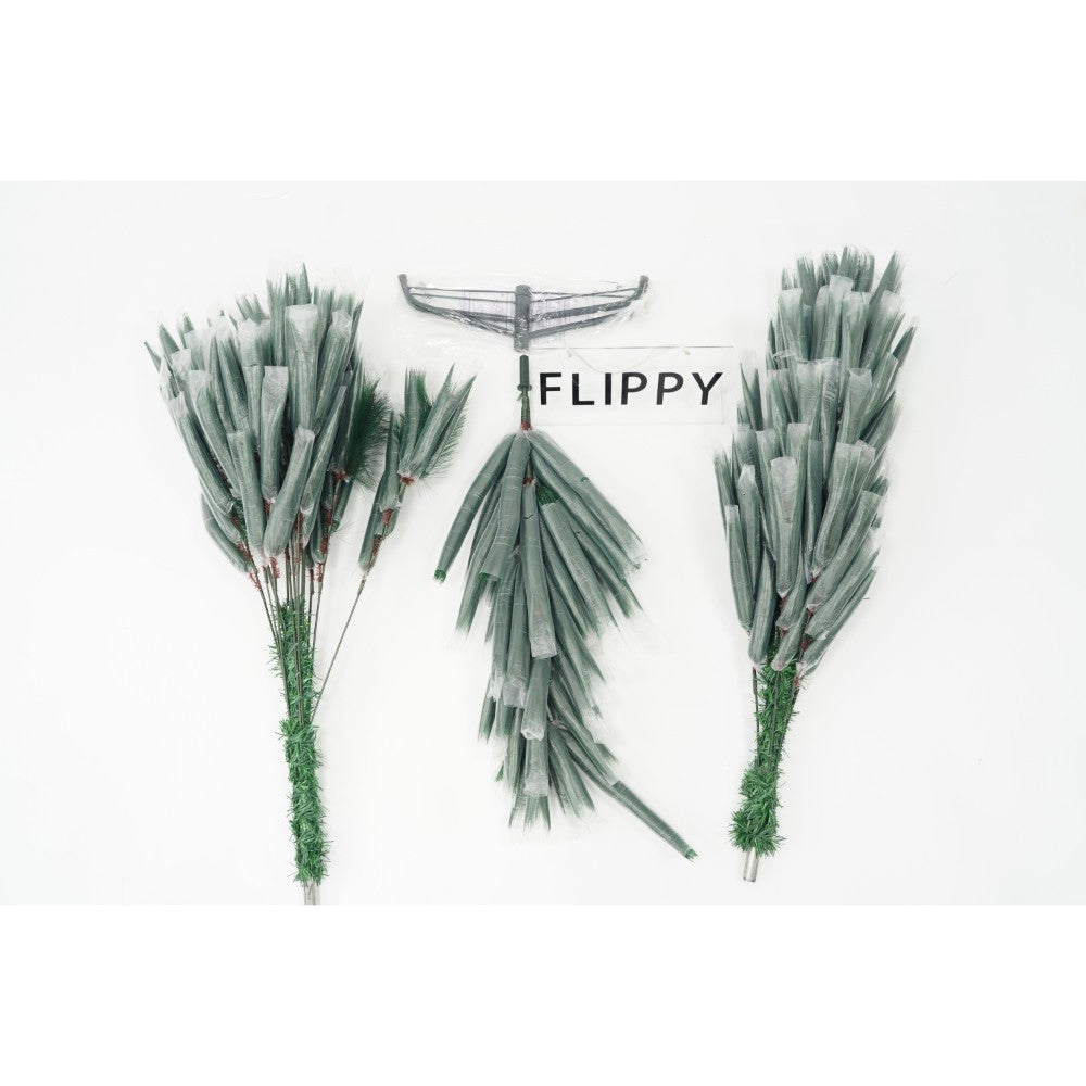 Brad artificial de Craciun tip pin, clasic, pentru interior/exterior, inaltime 150 cm, Kadeny, verde, suport metalic inclus