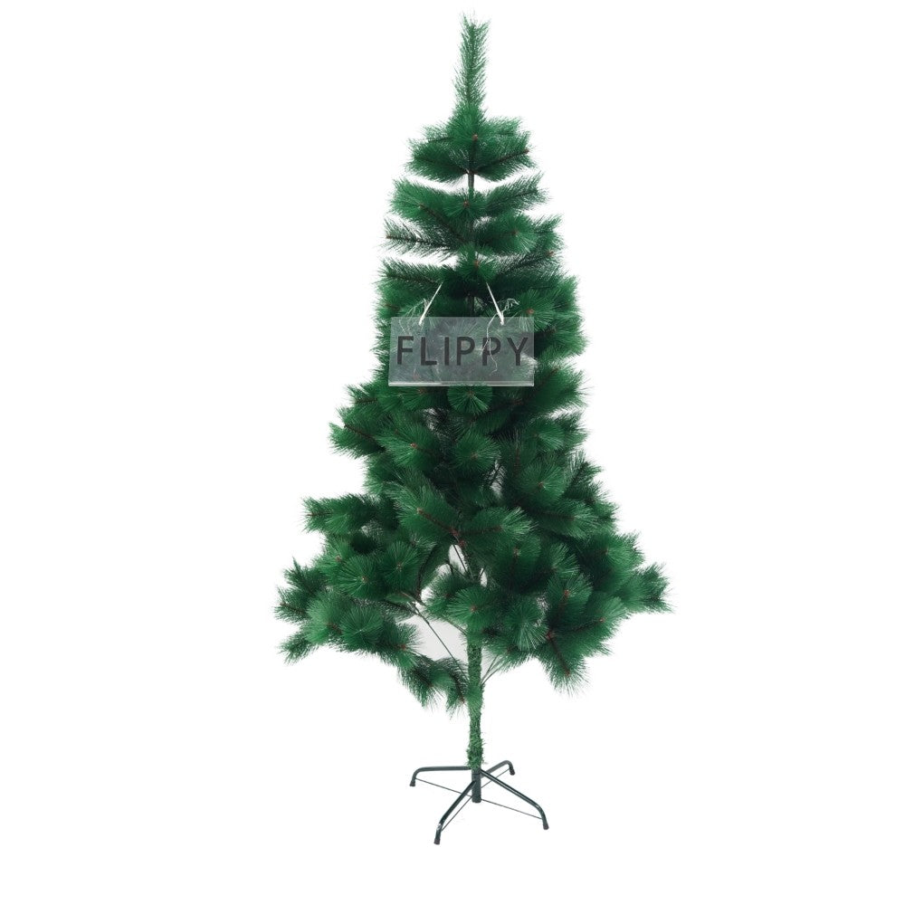 Brad artificial de Craciun tip pin, clasic, pentru interior/exterior, inaltime 150 cm, Kadeny, verde, suport metalic inclus