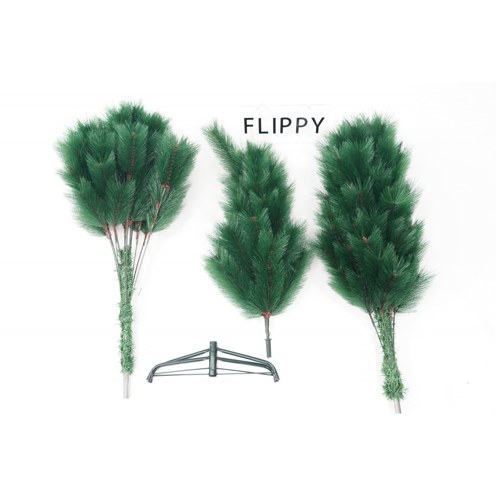 Brad artificial de Craciun tip pin, clasic, pentru interior/exterior, inaltime 180 cm, Kadeny, verde, suport metalic inclus