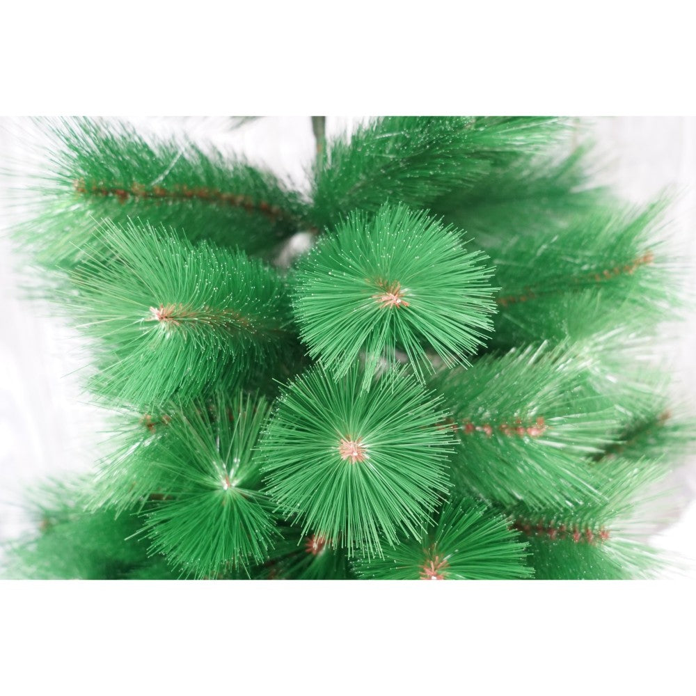 Brad artificial de Craciun tip pin, clasic, pentru interior/exterior, inaltime 210 cm, Kadeny, verde, suport metalic inclus