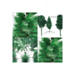 Brad artificial de Craciun tip pin, inaltime 180 cm, 260 ramuri cu ace 3D 12 cm, Kadeny, verde, suport metalic inclus