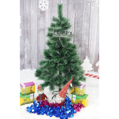 Brad artificial de Craciun tip pin inzapezit, inaltime 150 cm, diametru 85 cm, 160 ramuri cu ace 3D 12 cm, Kadeny, verde cu varfuri ninse, suport metalic inclus