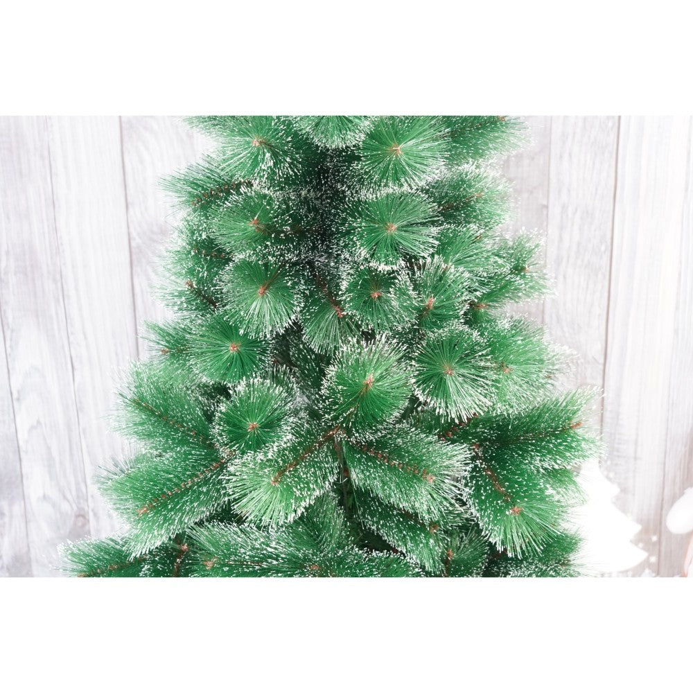 Brad artificial de Craciun tip pin nins, pentru interior/exterior, inaltime 90 cm, Kadeny, verde, suport pastic inclus