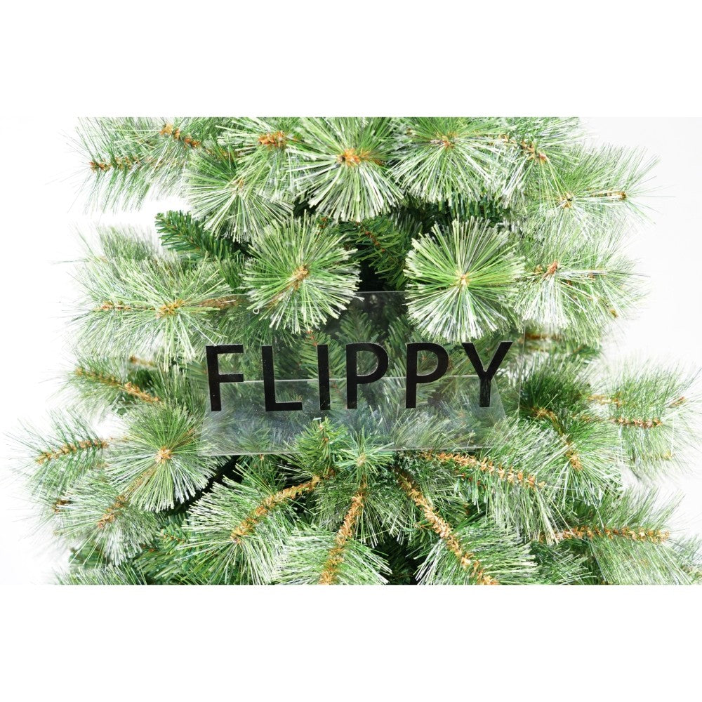 Brad artificial de Craciun tip pin, pentru interior/exterior, inaltime 210 cm, diametru 125 cm, 980 ramuri, Kadeny, verde, suport metalic inclus