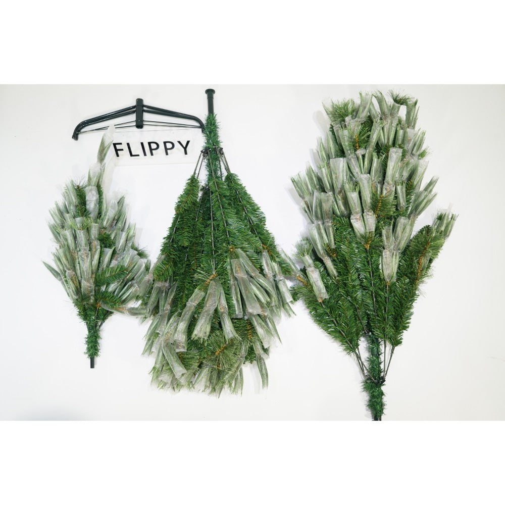 Brad artificial de Craciun tip pin, Bogat Premium, inaltime 240 cm, 1420 ramuri, Kadeny, verde, suport metalic inclus