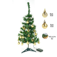 Brad Artificial Impodobit, 60 cm, suport plastic, cu instalatie luminoasa 20 LED alb cald + 20 globuri aurii incluse, Kadeny