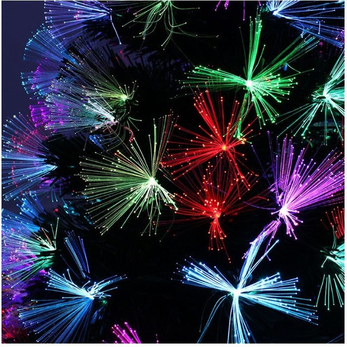 Brad Artificial Luminos de Craciun, Kadeny, 1.8 m inaltime , Ramuri cu Fibra Optica, Multicolor, Suport Metalic Inclus