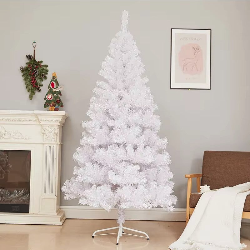 Brad de Craciun artificial cu suport inclus Kadeny, 150 cm, 450 Ramuri Varfuri, Suport Clasic, Fara iluminare, utilizat pentru interior/exterior, Alb