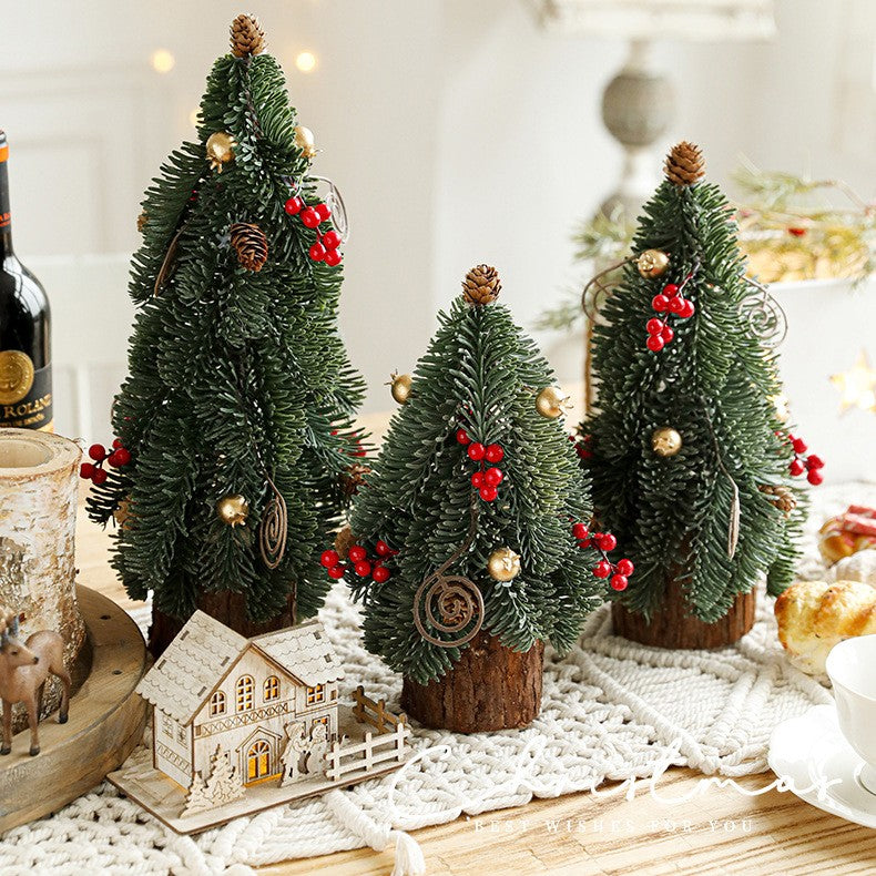 Decoratiune Craciun pentru Masa, Kadeny, Ornament de Decor Model Brad de Craciun de Dimensiuni Mici, pentru Birou si Interior, din Plastic 26 x 12 x 12 cm, Verde