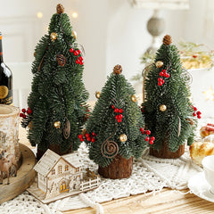 Decoratiune Craciun pentru Masa, Kadeny, Ornament de Decor Model Brad de Craciun de Dimensiuni Mici, pentru Birou si Interior, din Plastic 26 x 12 x 12 cm, Verde