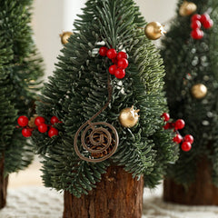 Decoratiune Craciun pentru Masa, Kadeny, Ornament de Decor Model Brad de Craciun de Dimensiuni Mici, pentru Birou si Interior, din Plastic 26 x 12 x 12 cm, Verde