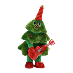 Bradut Dansator si Cantaret, Kadeny, Decoratiune de Craciun, Jucarie Interactiva, cu Chitara, cu Lumini, 25 cm Inaltime, Verde
