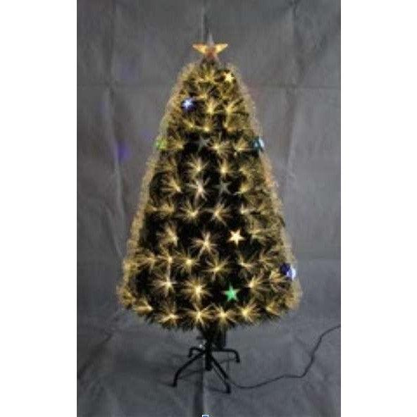 Brazi de Craciun cu fibra optica alba-calda cu stea - 210cm