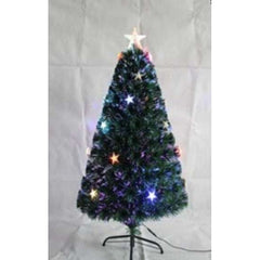 Brazi de Craciun cu fibra optica colorata cu stea si 12 decoratiuni - 90cm