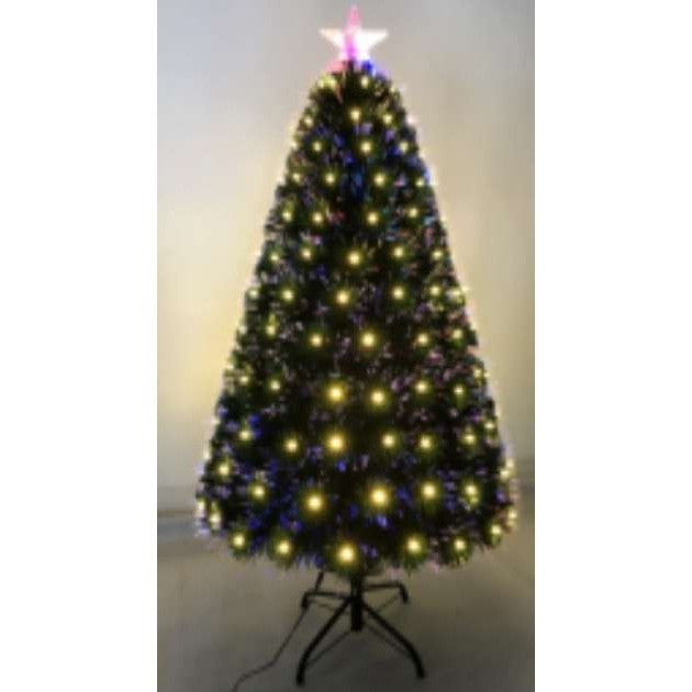 Brazi de Craciun cu fibra optica cu lumina alba calda - 150cm